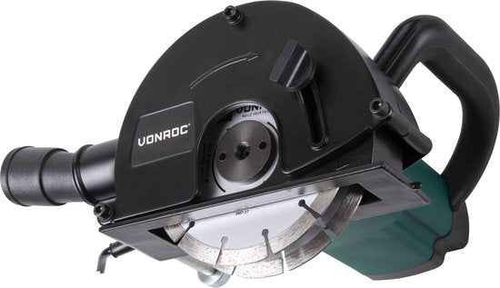 VONROC - Mauernutfräse - Inkl. 2 Diamantscheiben & Aufbewahrungstasche - Schlitzmaschine - 1700W - Ø150MM - schwarz/grün