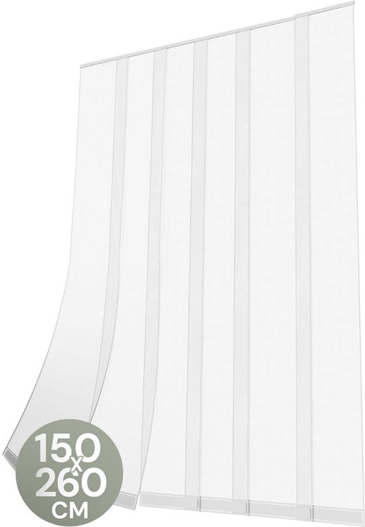 O'DADDY® Fliegengitter Lamellenvorhang - 150x260 cm - Türvorhang - Türtür - Verstellbares Design - Fiberglas - Türgitter Weiß