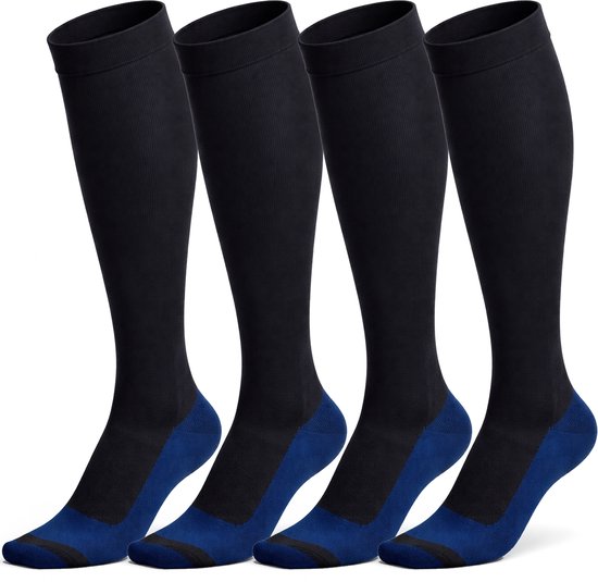 Alyze Kompressionsstrümpfe - 2 Paar - Größe 36-41 - Hoch - Socken für Männer & Frauen - Medizinisch - Neuropathie - Stützstrümpfe - Diabetes - Blutfluss, Laufen, Flugzeug, Bett - Schwarz
