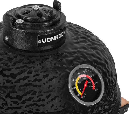 VONROC - BBQ - Kamado - 13" - Mit Schutzhaube, Tellereinleger & Sockel - Holzkohlegrill - Keramik