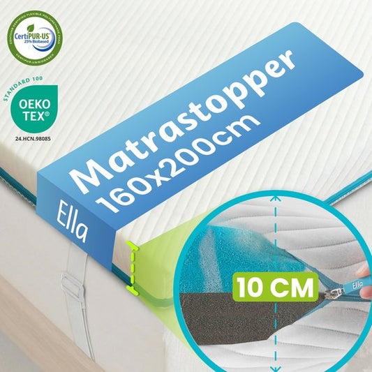 Ella Ergo Topper 160x200 cm - 10 cm dicke Matratzenauflage Matratze - Matratzenauflage Gel Infused Memory Foam & Aircell Foam - Medium Firmness