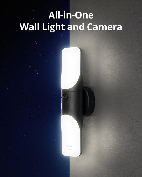 eufy Security S100 Wandleuchte mit Kamera - Wandleuchte Cam - 2K-Auflösung - 1.200 Lumen Beleuchtung - Farb-Nachtsicht - AI Smart Detection - IP65 wasserdicht - Keine monatliche Gebühr - Verkabelt