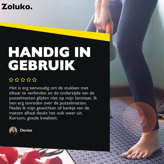 Zoluko Puzzle Matte – Fitnessmatte – EVA Schaum – 12er Set – 60 x 60 x 1,2 cm – Schwarz