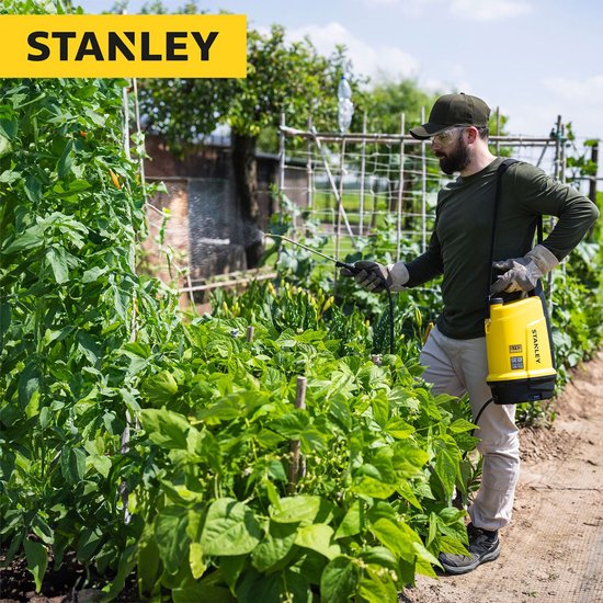 Stanley Drucksprühgerät 5 L, Drucksprühgerät, Gartensprühgerät, elektrisch, wiederaufladbare Lithium-Batterie, Teleskop-Lanze, verstellbare Düse, Autonomie 2,5 h, max 2 bar, 0,33 L/Minute, gelb/schwarz
