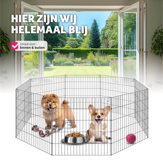 tectake - Freigehege mit Sicherheitsnetz - Faltbarer und erweiterbarer Stall - Kleintiere, Kaninchen, Welpenschutzgitter, Kaninchenstall - Freigehege - Ø 145 x 73 cm