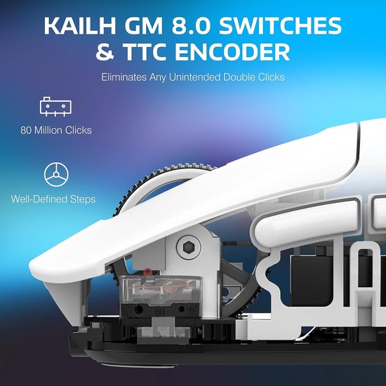 ATTACK SHARK X3 Kabellose Gaming-Maus - Kabelgebunden/2.4G/BT5.4 - Leichtgewicht 49G - 26000DPI - Weiß