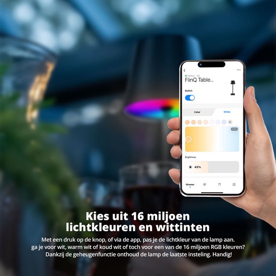 FlinQ Smart Table Lamp Lume - Wiederaufladbar und mit Touch Control - Für Schlafzimmer und Wohnzimmer - Kabellose Lampe auch als Stehlampe - Dimmbar und ideal für den Nachttisch - Industrial - Weiß