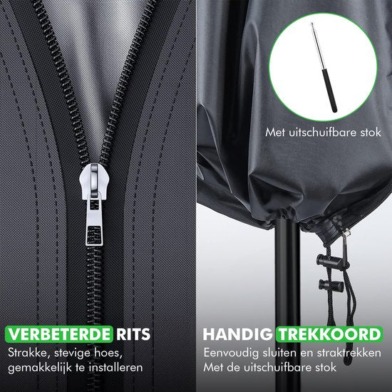 Travelhawk Sonnenschirmhülle für schwimmenden Sonnenschirm - Mit Reißverschluss und Stange - Wasser- und UV-dicht - Oxford 420D - Bis zu 400cm - Schwarz