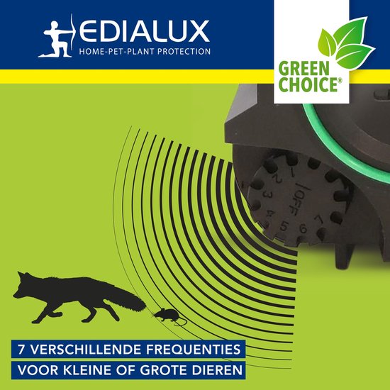 Edialux Ultrasonic Defend Foxes & Marters Flash, Ultraschall-Fuchs- und Marderabwehr mit Blitzlicht, schützt Ihren Garten sicher und effektiv, funktioniert mit Batterien oder mit Adapter, max 200 m²