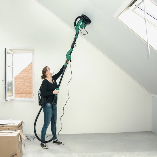 VONROC Teleskop-Deckenschleifer - 1050W - Ø225MM - Ideal für Decke und Wand