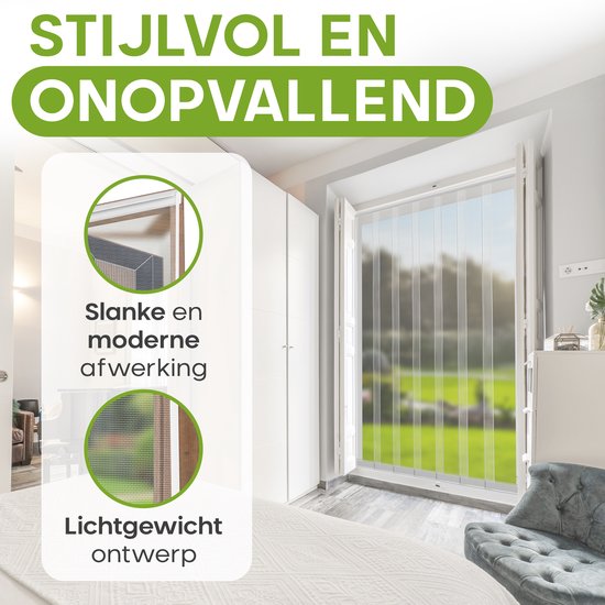 O'DADDY® Fliegengitter Lamellenvorhang - 184x260 cm - Türvorhang - Türtür - Verstellbares Design - Glasfaser - Türgitter Weiß