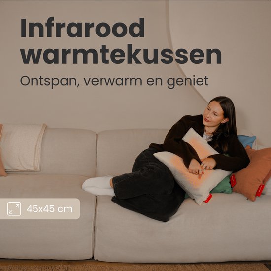 Auronic Wärmekissen - Classic - 45x45 - Kabellos - Wiederaufladbar - Elektrisches Kissen - Infrarot - Taupe