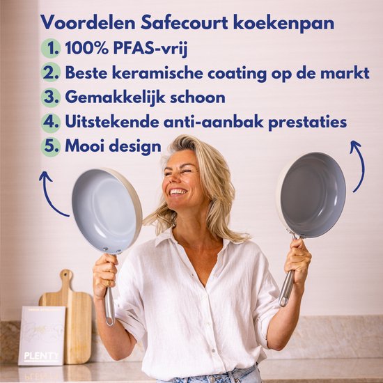 Safecourt Kitchen Keramische Bratpfanne - Ø 24 Pfanne - Induktion, Elektro, Keramik & Gas - PFAS & PTFE frei