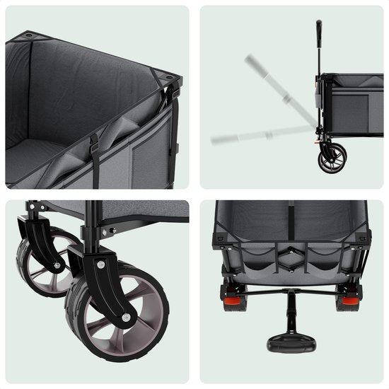 LifeGoods Wagon - XL - faltbar - 200L - 100KG Tragfähigkeit - Grau