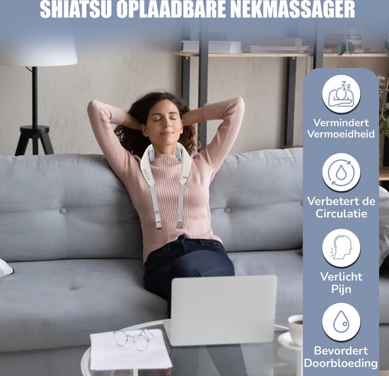 Novalance - Nackenmassage - Shiatsu-Massagekissen - Elektrisches Nackenmassagegerät - Auch für Arm Rücken Schulter & Bein - Infrarot + Schlafmaske