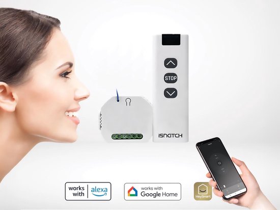 HeySmart Smart wifi Modul für Rollläden mit Fernbedienung, kompatibel mit App für Fernsteuerung, Timer-Funktion, Einbau 503 oder DIN-Schiene, einfach zu installieren