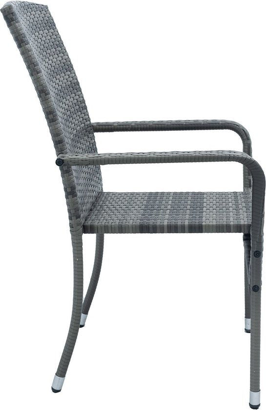 Polyrotan Gartenstühle Yoro - 4 Stück - Grau - Stapelbar
