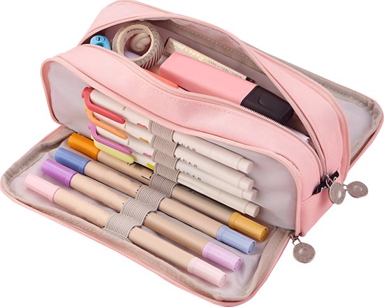 Luxus-Federmäppchen - Federmäppchen für Kinder und Erwachsene - Schulmäppchen für Jungen und Mädchen - Rosa