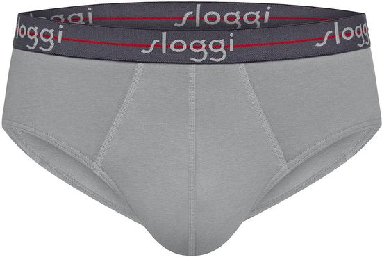 Sloggi Start Midi 2er-Pack Slips - Männer - Baumwolle/Elastan - Regular Waist - Elastisches Band - Schwarz/Grau - Größe XL