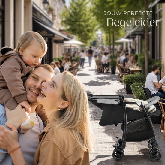 tectake® Buggy - Kinderwagen - faltbar, 5-Punkt-Gurt, verstellbare Rückenlehne und Beinauflage - mit Bremse, leichtgängige Räder - praktischer Ablagekorb - schwarz/grau