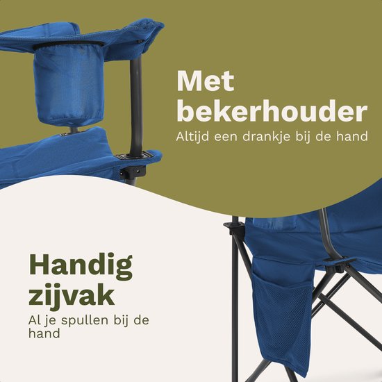 TRVLMORE Campingstuhl XXL - klappbar - 160KG Tragkraft - Inkl. Tragetasche - Klappstuhl - Angelstuhl - Campingstuhl - Klappstuhl - Blau