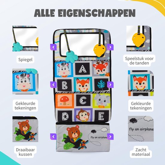 Montiplay® Tummy Time Baby - Kisper Buch Baby - Montessori Spielzeug - Lernspielzeug - Tummy Time - Sensory - Playmat