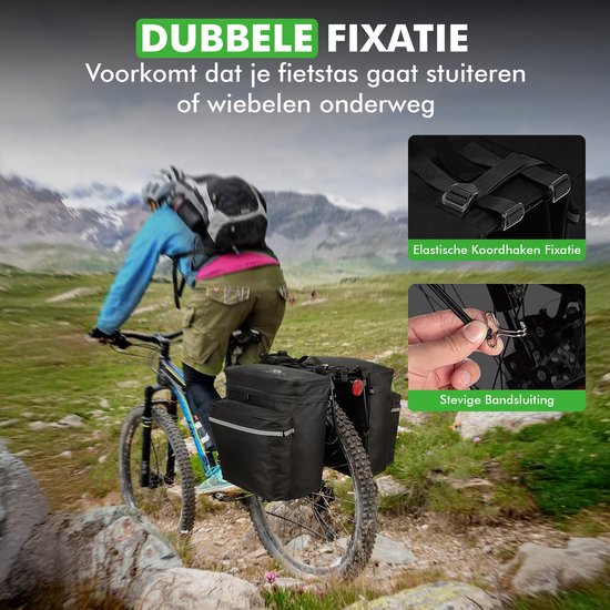 Travelhawk Fahrradtasche - Fahrradtasche Double - Wasserdichtes Material - 34L - Schwarz - 600D Polyester - Elektrofahrradtaschen