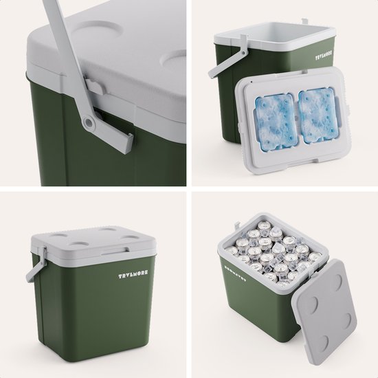 TRVLMORE Cool Box 26L - Kühlbox - Inklusive 2 Kühlelemente - Grün