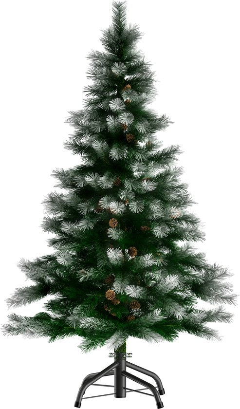 Casaria Weihnachtsbaum 180cm PVC - Schnee-Effekt Tannenzapfen - Grün-Weiß