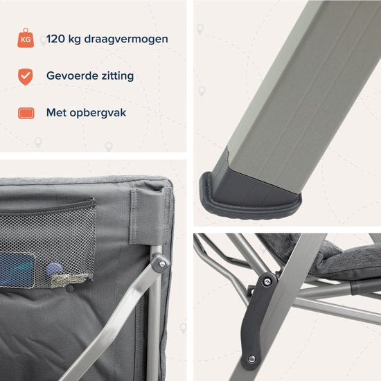 TRVLMORE Campingstühle Luxus - klappbar - 2er-Pack - 150KG Tragkraft - Inkl. Tragetasche - Klappstuhl - Campingstuhl - Klappstuhl - Grau