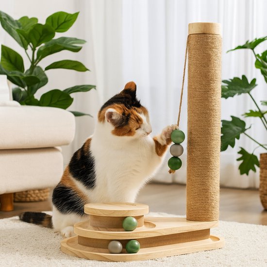 Von Cee Cee Kratzbaum - Kratzbaum für Katzen - Katzenkratzbaum - Katzenspielzeug aus Holz - Ideal für mehrere Katzen - 38x24.5x47.5cm - Noa
