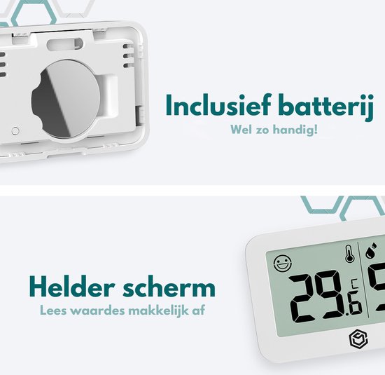 Ease Electronicz Hygrometer & Thermometer - Wetterstation - Luftfeuchtigkeitsmesser - Raumthermometer - inkl. Batterie und Klebestreifen