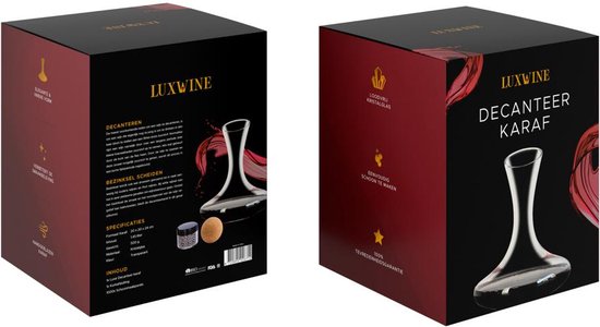 Luxwine® - Dekanter - Weindekanter - 1,45L - Inkl. 1000 Reinigungsperlen - Inkl. Korkverschluss - Dekanter