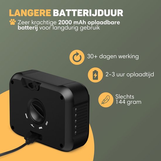 Vulpes Goods® Pets Anti-Bellgerät MINI PRO - Ultraschall - Wiederaufladbar & automatischer Betrieb - Für alle Hunde - Wasserdicht - 2 leistungsstarke Lautsprecher - Kein Schock - Innen & Außen