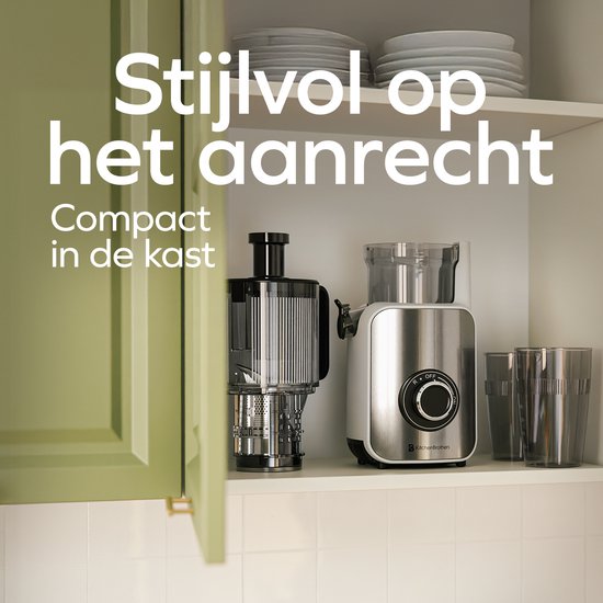 KitchenBrothers Slowjuicer - Vertikal - Entsafter - Gemüse- und Obstpresse - 126 mm - 750 ml - Perlweiß / Weiß