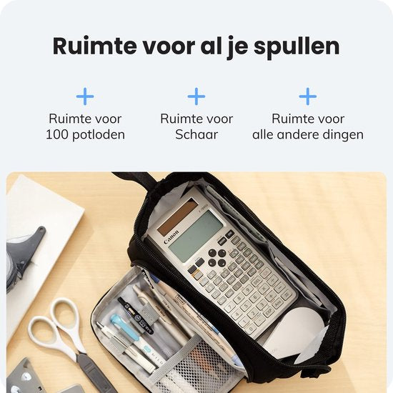 Diydash Federmäppchen XL - Federtasche - Federmäppchen - Schulmäppchen - Großes Federmäppchen - Schulbedarf - Trousse Scolaire - Für Mädchen, Jungen und Erwachsene - Schwarz