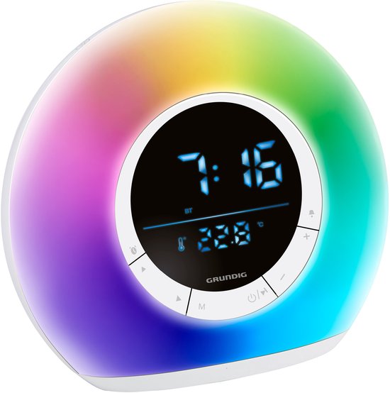 Grundig Wake-Up Lichtwecker - Digitaler Wecker mit Radio und Bluetooth - Lichtwecker mit LED-Anzeige - Wecklicht - Weiß