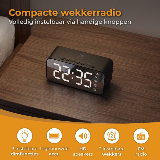 Nuvance Radiowecker – Digitaler Wecker für das Schlafzimmer – Radiowecker – 2 Weckzeiten – Dimmfunktion – Digitale Wecker – Radiowecker
