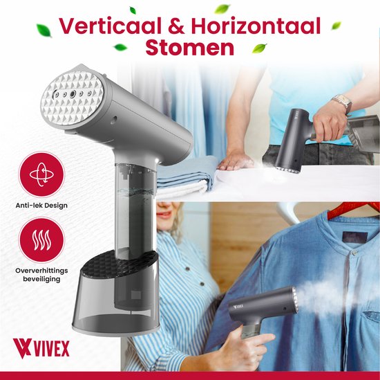 Vivex® Wäschedampfer - Handdampfer für Kleidung - Dampfer - kostenloser Aufsatz + Extra-Behälter