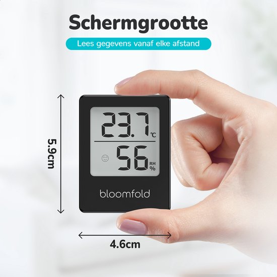Bloomfold Hygrometer - Luftfeuchtigkeitsmesser - Digitale Wetterstation - Innenthermometer - inklusive Batterie