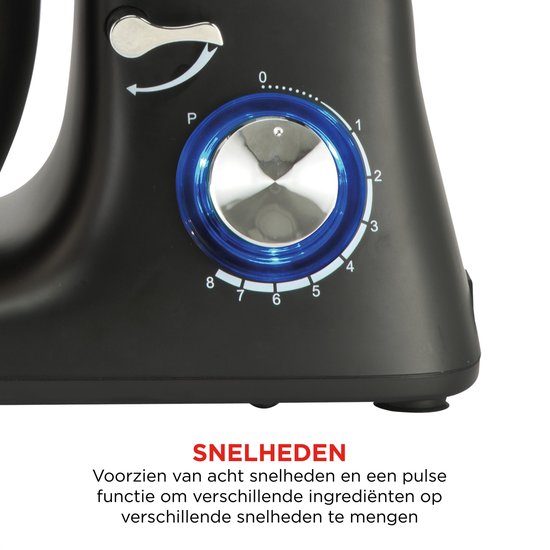 Bourgini Kitchen Chef Plus Küchenmaschine - Küchenmixer - 5.5L - Schwarz