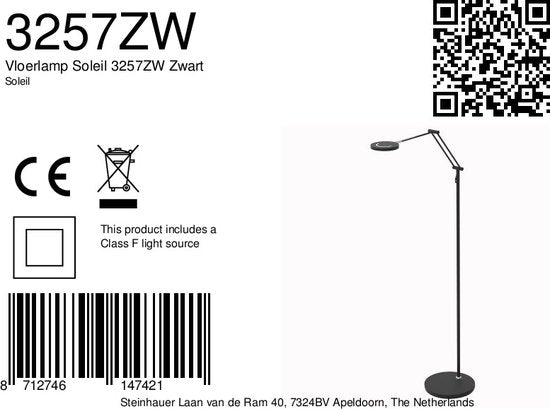 Steinhauer – Stehlampe – Soleil – schwarz – Kunststoff und Metall – Designlampe – LED – 3257ZW