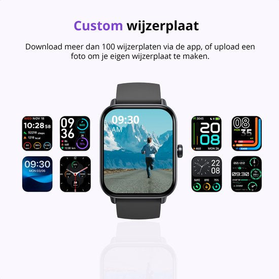 Maoo Boost 2 Smartwatch - Frauen & Männer - Android & iOS - Wasserdicht - Schwarz