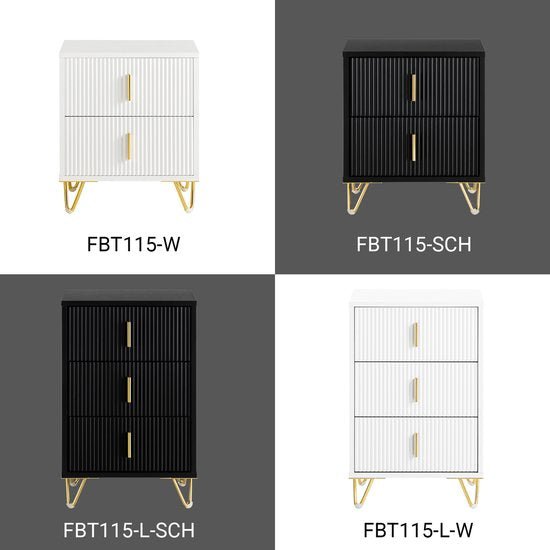 SoBuy 2-teiliger Nachttisch mit 2 Schubladen - Beistelltisch - Sofabeistelltisch - Couchtisch - Nachttisch - Betttisch mit 2 Schubladen für Wohnzimmer, Schlafzimmer, Büro, Weiß, 40x40x47cm, FBT115-Wx2