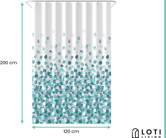 Loti Living Duschvorhang Anti-Schimmel - Ozean - Ringe inklusive - Wasserdicht - Polyester - Duschvorhang 120x200 cm