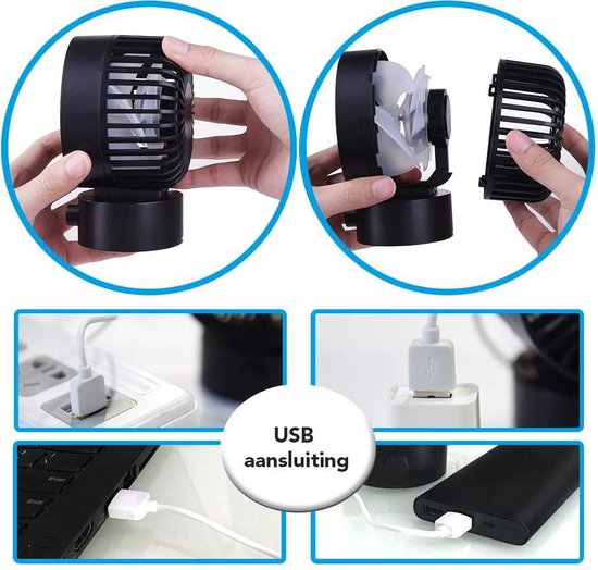 Northwall Mini-USB-Ventilator - Tischventilator - Leise - Retro - Zwei Motoren - Neigbar - 2 Geschwindigkeiten - Schwarz