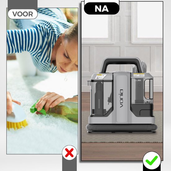 Vonia Teppichreiniger - Fleckenreiniger - Sofareiniger - Reinigungsmaschine - Polsterreiniger - 450W - Grau