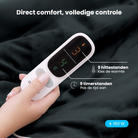 Auronic Electric Blanket - Wärmedecke - Sherpa Fleece - 9 Wärme- und Timer-Einstellungen - Decke - 180x130 - 1 Person - Anthrazit