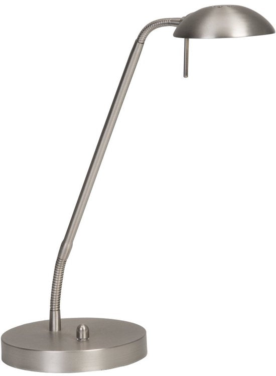 Stahl-Tischlampe Biron, 1-flammig, 7502ST, mit dreh- und neigbarem Arm, 17 cm große Fußplatte, 185 cm langes Kabel, klassisches Design, Mexlite