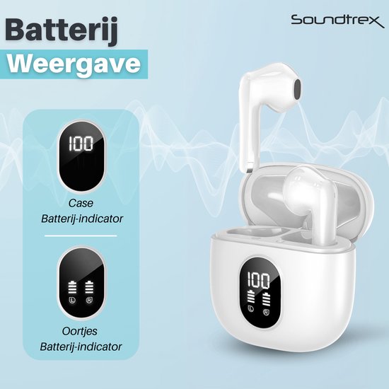Soundtrex X-Pro Wireless Earphones - Bluetooth-Ohrhörer - Earpods kabellos - LED-Anzeige - Bluetooth 5.3 - Weiß